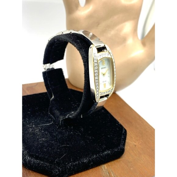 Seiko Women's Watch SUP388 Solar Mother of Pearl Dial Two Tone Stainless Steel - Picture 14 of 14